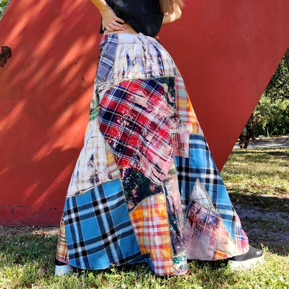 Designer Maxi Skirt Concept Upcycled Patchwork Artisan Craftsman Sustainabile - Picture 15 of 17